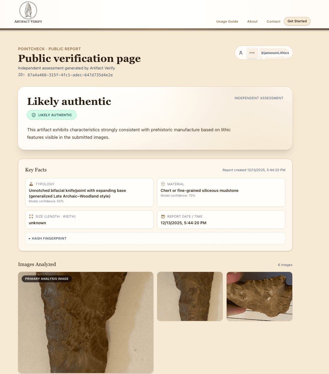 Verification page top